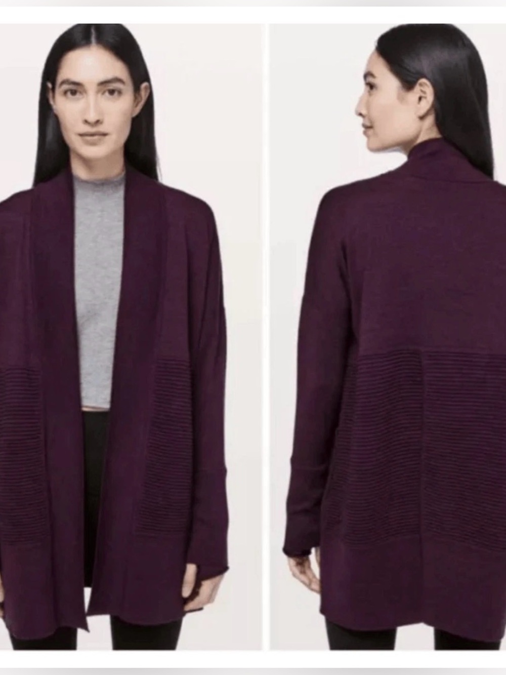 LULULEMON Merino Wool Sit-In Lotus Wrap II Cardigan Sweater Purple
Size 6